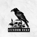 Nature Outdoors Metal Sign Custom Raven With Skull 1