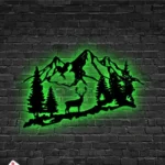 Nature Outdoors Metal Sign Deer Mountain Scene 1