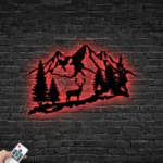 Nature Outdoors Metal Sign Deer Mountain Scene 1