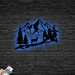 Nature Outdoors Metal Sign Deer Mountain Scene 1