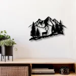 Nature Outdoors Metal Sign Deer Mountain Scene 1