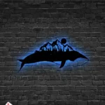 Nature Outdoors Metal Sign Mountain Whale 1