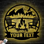 Nature Outdoors Metal Sign Personalized Campfire Name 1