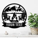 Nature Outdoors Metal Sign Personalized Campfire Name 1