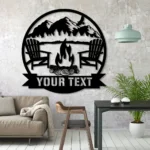 Nature Outdoors Metal Sign Personalized Campfire Name 1