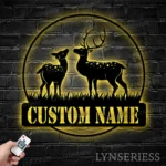 Nature Outdoors Metal Sign Personalized Couple Reindeer Deer Hunting Name 1
