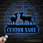 Nature Outdoors Metal Sign Personalized Couple Reindeer Deer Hunting Name 1