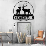 Nature Outdoors Metal Sign Personalized Couple Reindeer Deer Hunting Name 1