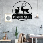 Nature Outdoors Metal Sign Personalized Couple Reindeer Deer Hunting Name 1