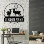 Nature Outdoors Metal Sign Personalized Couple Reindeer Deer Hunting Name 1