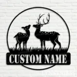 Nature Outdoors Metal Sign Personalized Couple Reindeer Deer Hunting Name 1