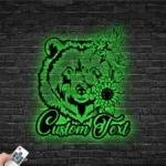 Nature Outdoors Metal Sign Personalized Floral Bear Name 1