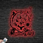 Nature Outdoors Metal Sign Personalized Floral Bear Name 1