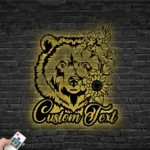 Nature Outdoors Metal Sign Personalized Floral Bear Name 1