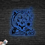 Nature Outdoors Metal Sign Personalized Floral Bear Name 1