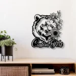 Nature Outdoors Metal Sign Personalized Floral Bear Name 1