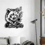 Nature Outdoors Metal Sign Personalized Floral Bear Name 1