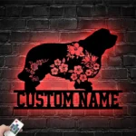 Nature Outdoors Metal Sign Personalized Flower Clumber Spaniel Dog Name 1