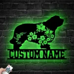 Nature Outdoors Metal Sign Personalized Flower Clumber Spaniel Dog Name 1