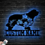 Nature Outdoors Metal Sign Personalized Flower Clumber Spaniel Dog Name 1