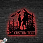 Nature Outdoors Metal Sign Personalized Hiker Couple With Mountain Scene 1