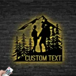 Nature Outdoors Metal Sign Personalized Hiker Couple With Mountain Scene 1