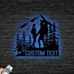 Nature Outdoors Metal Sign Personalized Hiker Couple With Mountain Scene 1
