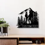 Nature Outdoors Metal Sign Personalized Hiker Couple With Mountain Scene 1