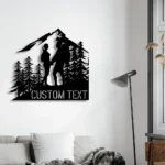 Nature Outdoors Metal Sign Personalized Hiker Couple With Mountain Scene 1