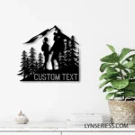 Nature Outdoors Metal Sign Personalized Hiker Couple With Mountain Scene 1
