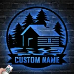 Nature Outdoors Metal Sign Personalized Lake House Name 1