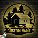Nature Outdoors Metal Sign Personalized Lake House Name 1