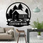 Nature Outdoors Metal Sign Personalized Lake House Name 1