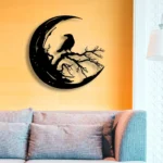 Nature Outdoors Metal Sign Raven On The Moon 1