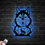 Nature Outdoors Metal Sign Wolf In Forest Moon 1