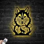 Nature Outdoors Metal Sign Wolf In Forest Moon 1