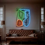 Nature Outdoors Neon Sign Face With Colorful Shape Abstract Art Picasso 1