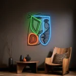 Nature Outdoors Neon Sign Face With Colorful Shape Abstract Art Picasso 1