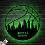 Nba Metal Sign Custom Boston Skyline Basketball 1
