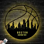 Nba Metal Sign Custom Boston Skyline Basketball 1