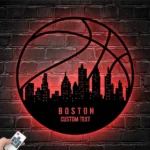 Nba Metal Sign Custom Boston Skyline Basketball 1