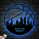 Nba Metal Sign Custom Boston Skyline Basketball 1