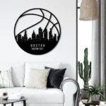 Nba Metal Sign Custom Boston Skyline Basketball 1