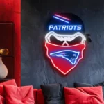 New England Patriots Neon Sign Skull 1