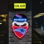 New England Patriots Neon Sign Skull 1