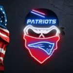 New England Patriots Neon Sign Skull 1