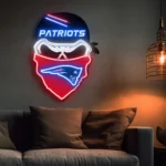 New England Patriots Neon Sign Skull 1