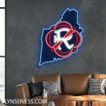New England Revolution Neon Sign New England State Map 1