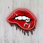 New Jersey Devils Neon Sign Dripping Lips 1