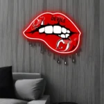 New Jersey Devils Neon Sign Dripping Lips 1